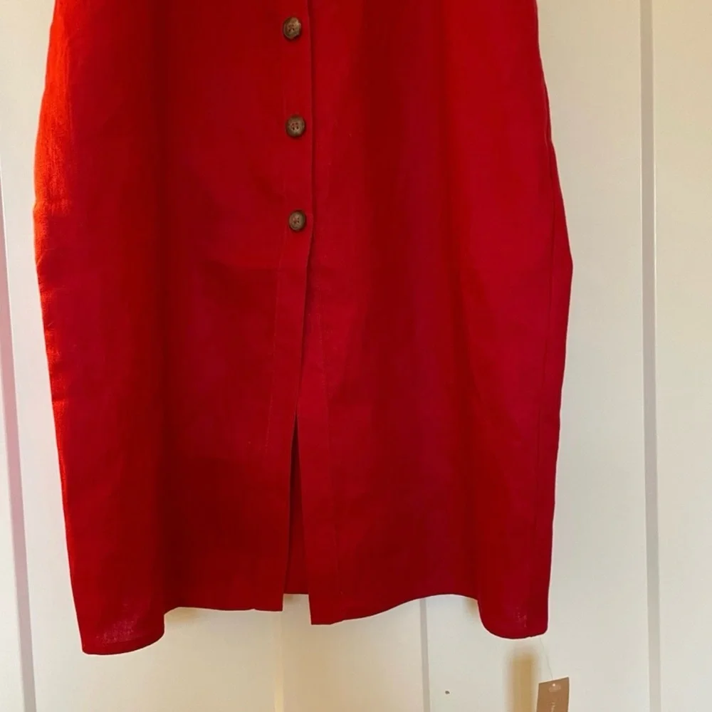 Reformation Anina Linen Dress in Cherry Red - Picture 4 of 6